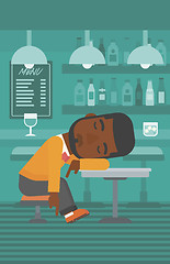 Image showing Man sleeping in bar. 