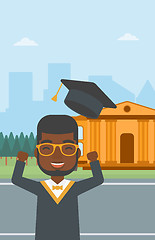 Image showing Graduate throwing up his hat.