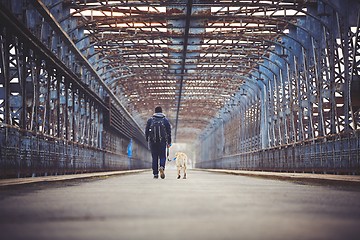 Image showing Man with his dog