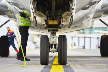 Image showing Wheels of the airplane