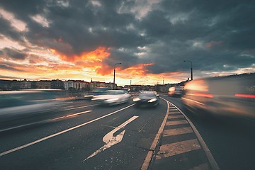 Image showing Traffic at the sunset