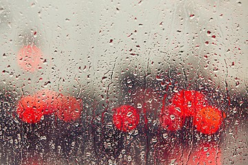 Image showing Raindrop on the window of the car