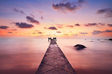 Image showing Sunset over the sea