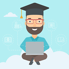 Image showing Graduate sitting on cloud.