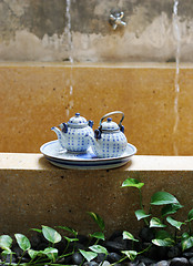 Image showing Asian pottery tea set.