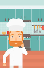 Image showing Chef pointing forefinger up.