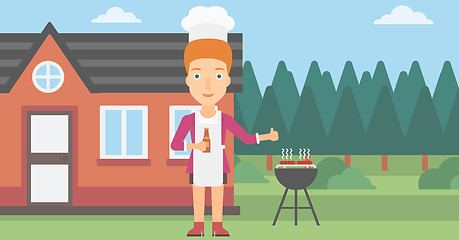 Image showing Woman preparing barbecue.