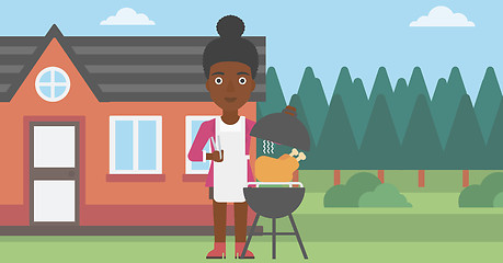 Image showing Woman preparing barbecue.