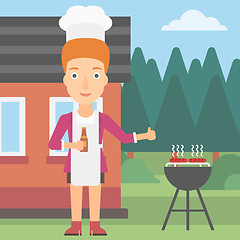 Image showing Woman preparing barbecue.