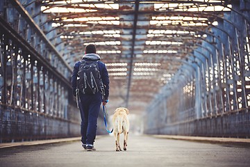 Image showing Man with his dog