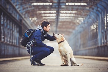 Image showing Man with his dog