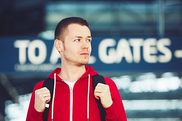 Image showing Handsome traveler at the airport