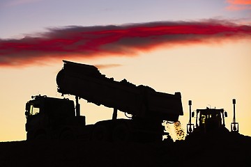 Image showing Building site at the sunset