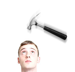 Image showing Hammering on head