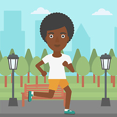 Image showing Sportive woman jogging.