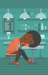 Image showing Woman sleeping in bar. 