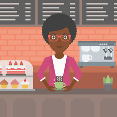 Image showing Woman making coffee.