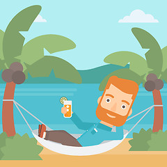 Image showing Man chilling in hammock.