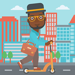 Image showing Man riding on scooter.