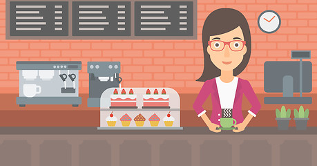 Image showing Woman making coffee.