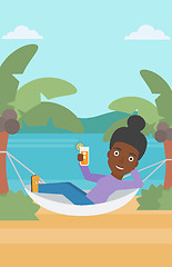 Image showing Woman chilling in hammock.