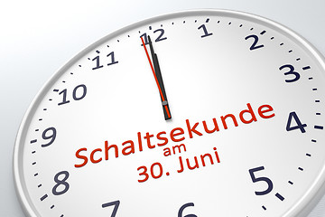 Image showing a clock showing leap second at june 30 in german language