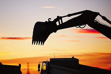 Image showing Building site at the sunset