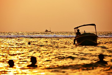 Image showing Golden sunset on the sea