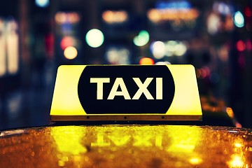 Image showing Taxi car at night