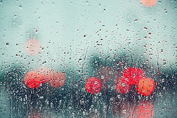 Image showing Raindrop on the window of the car