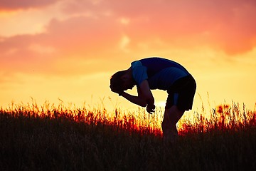 Image showing Runner at the sunset