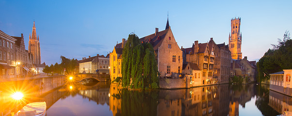 Image showing Rozenhoedkaai and Dijver river canal in Bruges, Belgium.