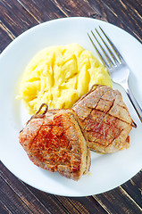 Image showing mashed potato and fried meat