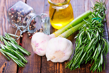 Image showing garlic and olive oil