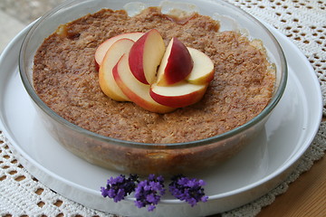 Image showing Toffee pie with apple and nectarine