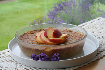 Image showing Toffee pie with apple and nectarine,