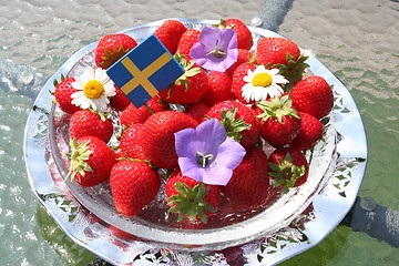 Image showing Swedish strawberries for Midsummer