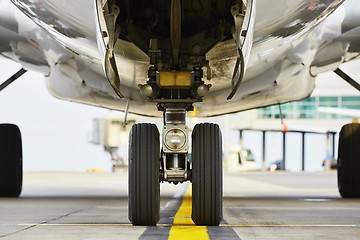 Image showing Wheels of the airplane