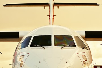 Image showing Airplane at sunset