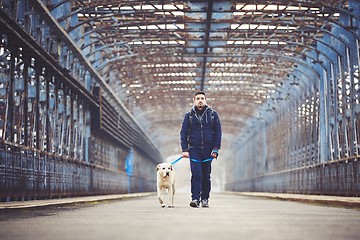 Image showing Man with his dog