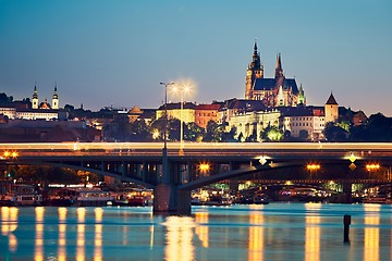 Image showing Skyline of Prague at night