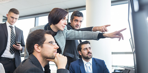 Image showing Business team working in corporate office.