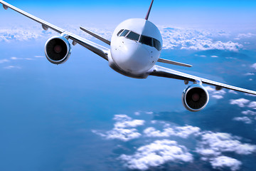 Image showing Airplane above the clouds,