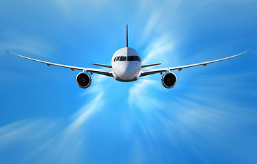 Image showing Airplane above the clouds