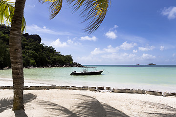 Image showing Tropical beach, Anse Volbert at Praslin island, Seychelles