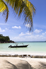 Image showing Tropical beach, Anse Volbert at Praslin island, Seychelles