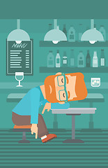 Image showing Man sleeping in bar. 