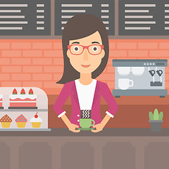 Image showing Woman making coffee.