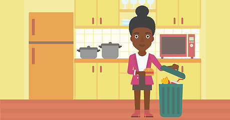 Image showing Woman throwing junk food.