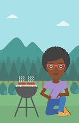 Image showing Woman preparing barbecue.